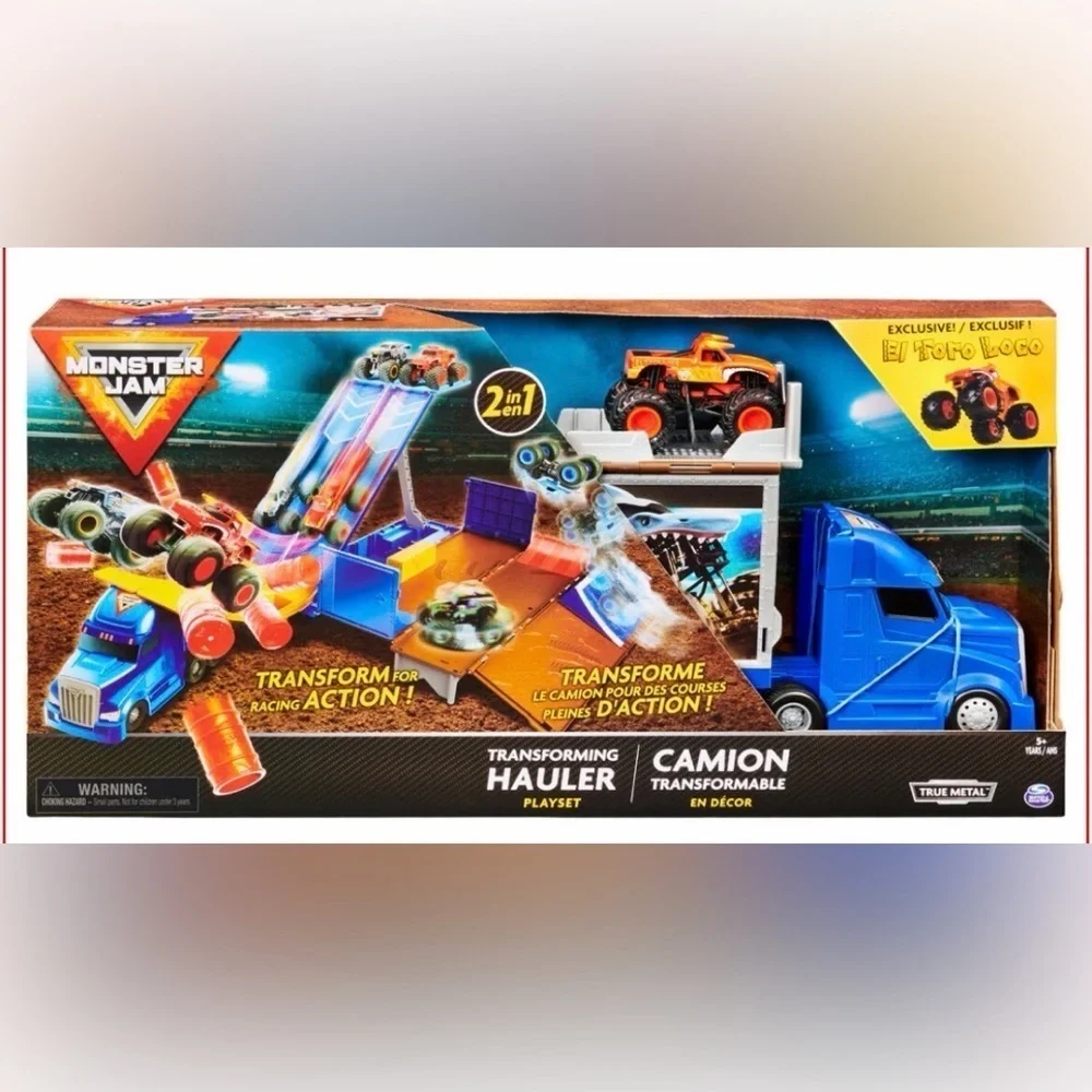 Monster Jam TRANSFORMING Hauler Truck Play Set + Exclusive El Toro Loco 🌟NEW🌟
